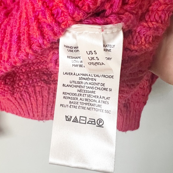 Free People Coconut V Neck Sweater in Dragonfruit open knit size small - Picture 6 of 6